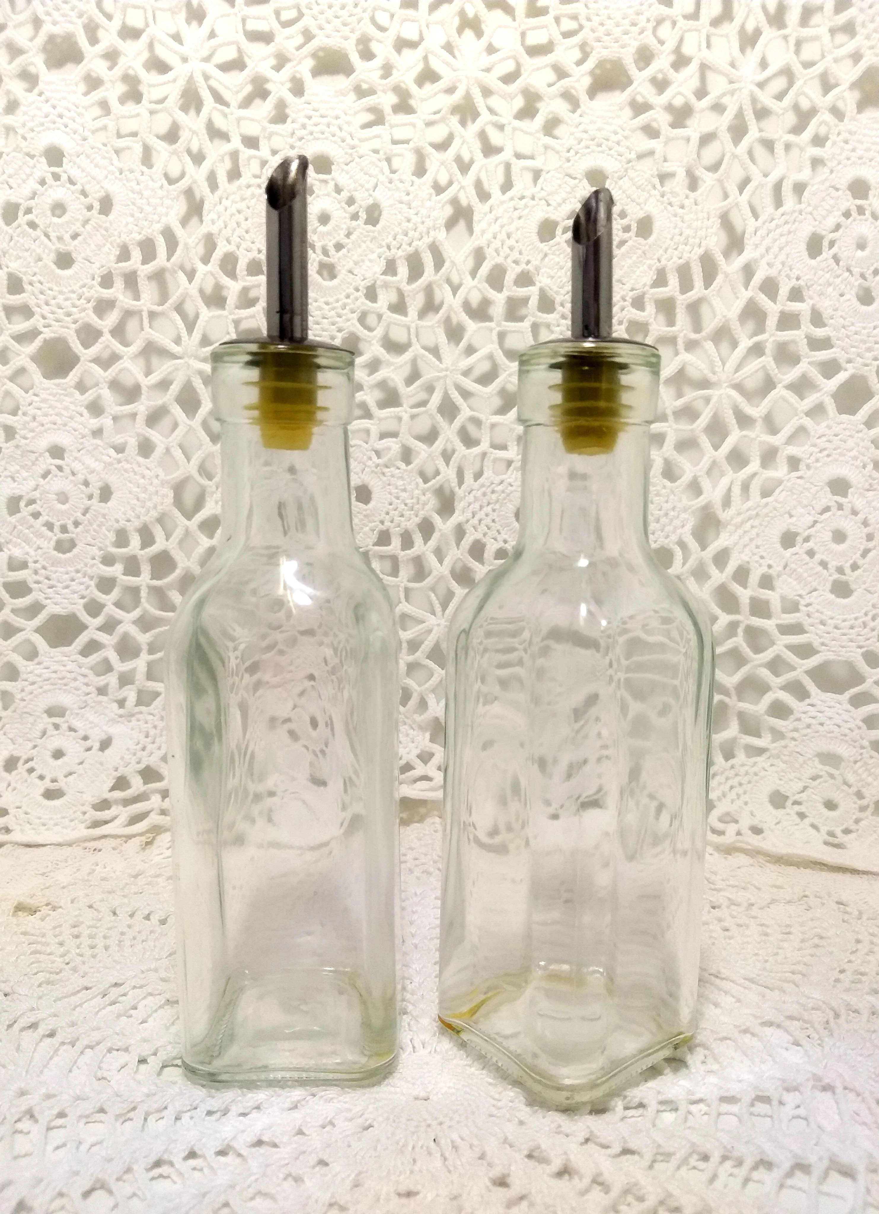 Pair Of Square Glass Vinegar And Oil Dispensers - Image 4